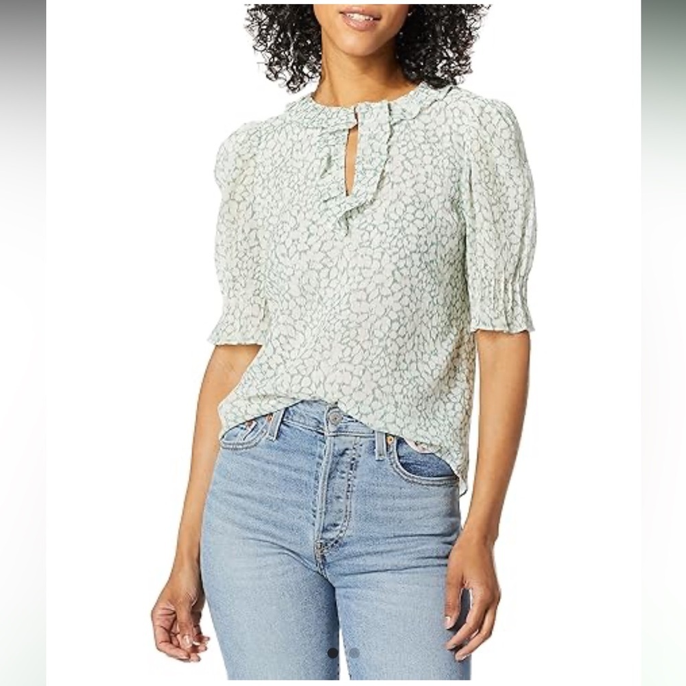Rebecca Taylor Women's Three Quarter Sleeve Floral Jade Top